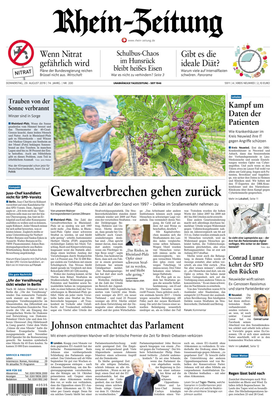 Rhein-Zeitung Kreis Neuwied vom Donnerstag, 29.08.2019