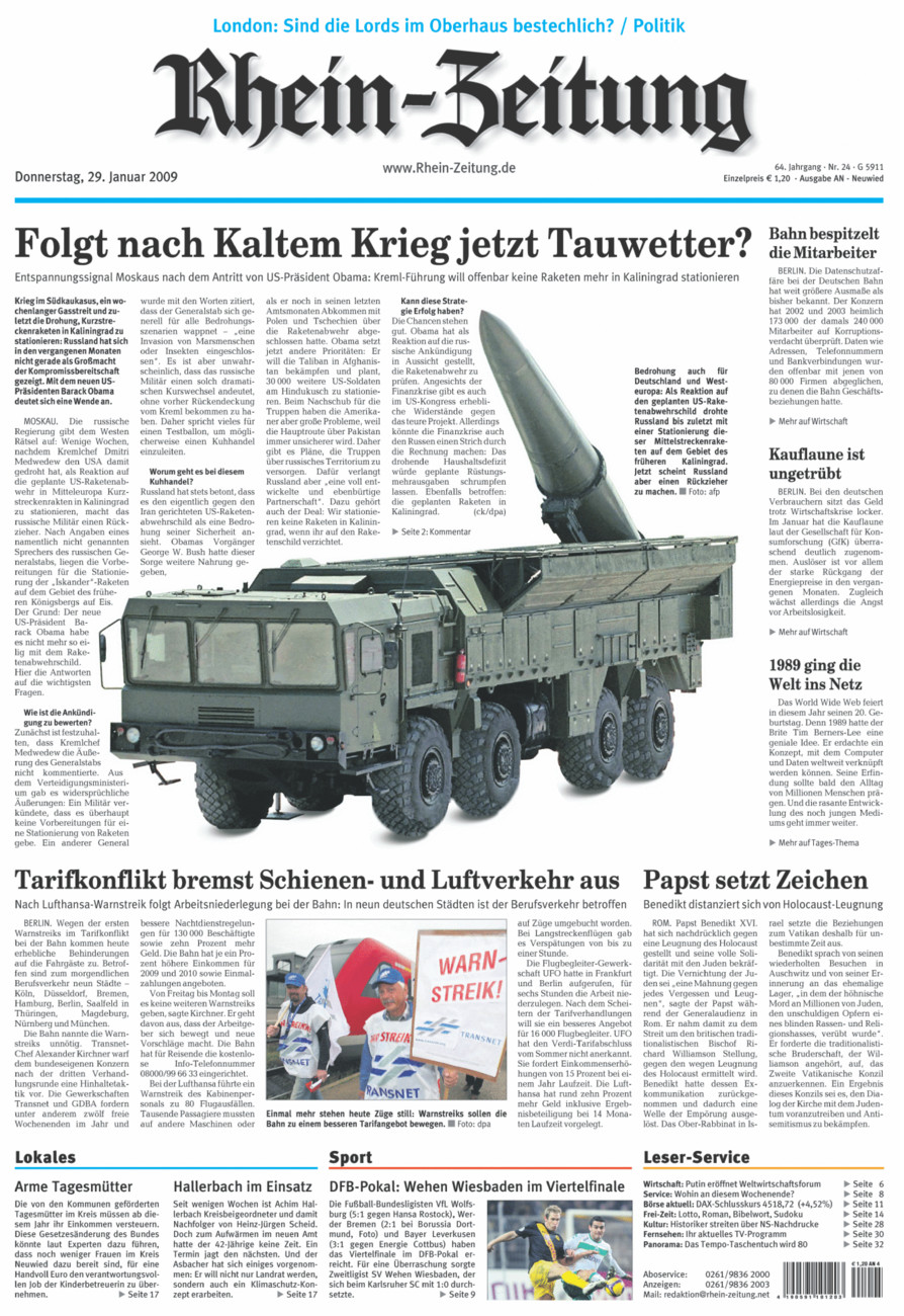 Rhein-Zeitung Kreis Neuwied vom Donnerstag, 29.01.2009