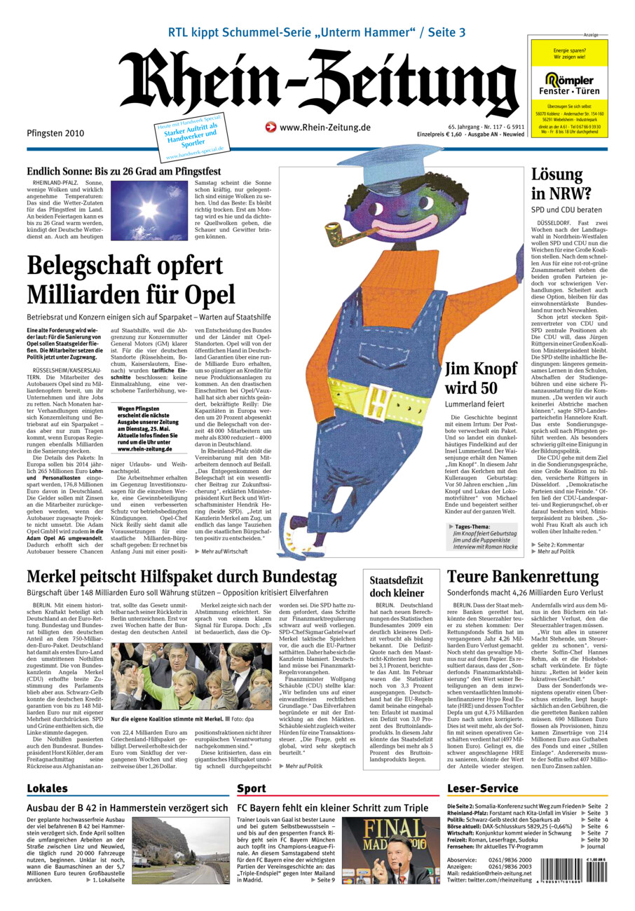 Rhein-Zeitung Kreis Neuwied vom Samstag, 22.05.2010