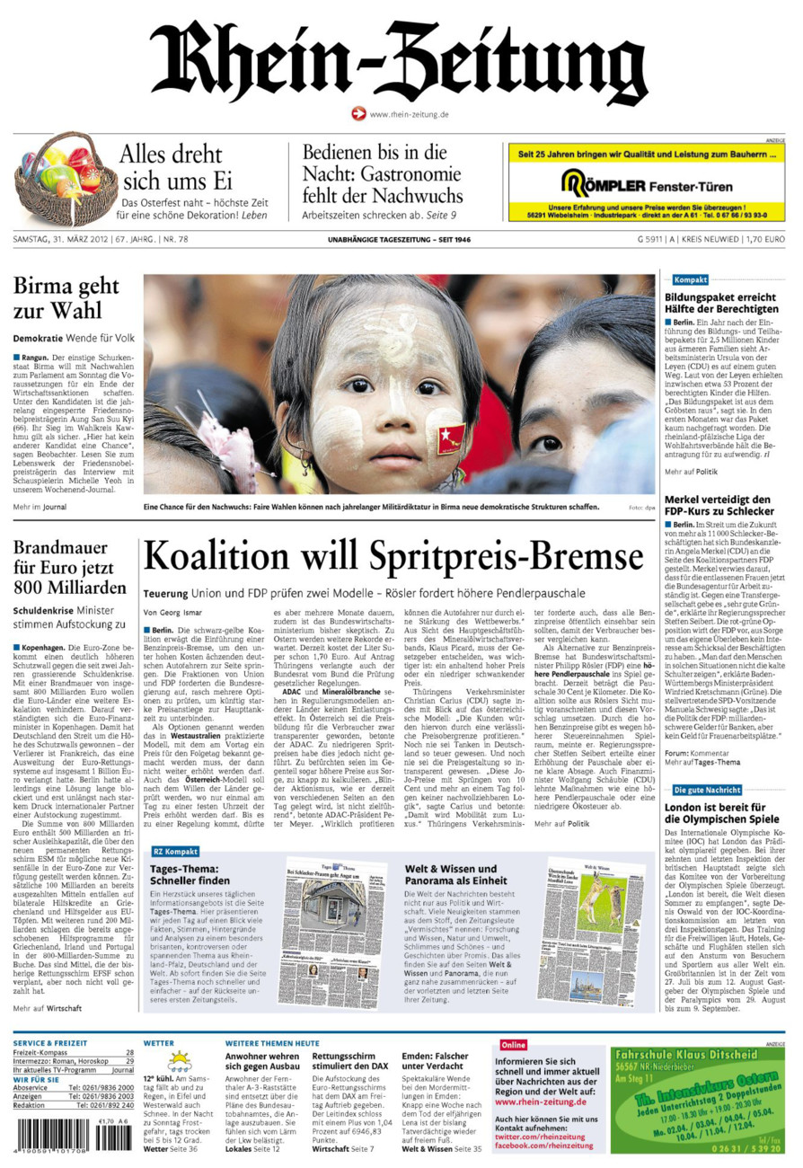 Rhein-Zeitung Kreis Neuwied vom Samstag, 31.03.2012
