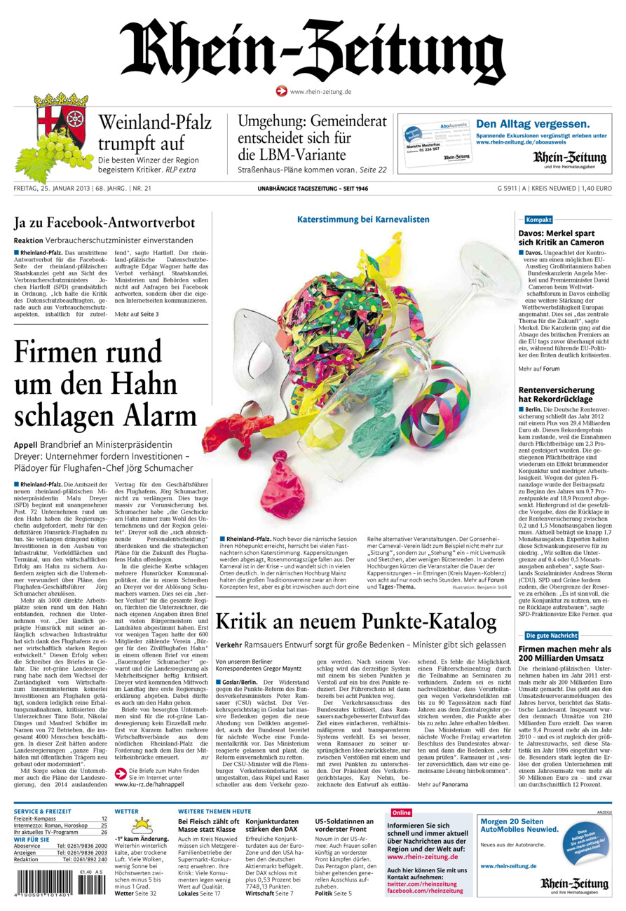 Rhein-Zeitung Kreis Neuwied vom Freitag, 25.01.2013