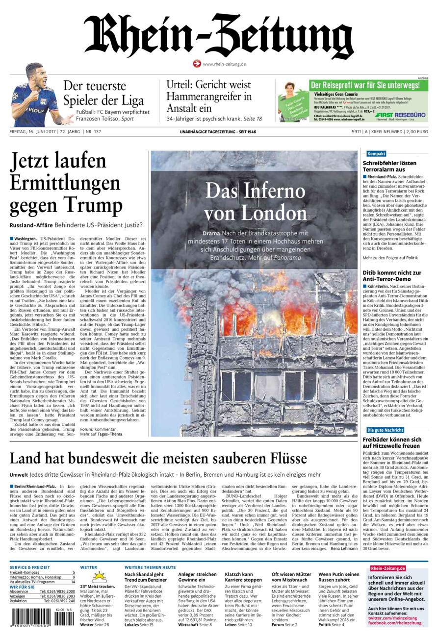Rhein-Zeitung Kreis Neuwied vom Freitag, 16.06.2017