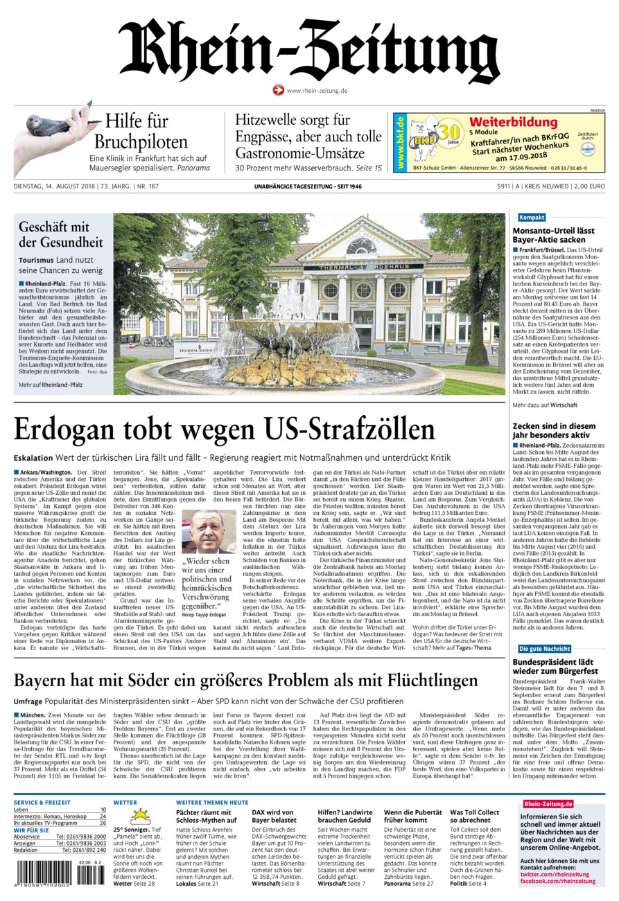 Rhein-Zeitung Kreis Neuwied vom Dienstag, 14.08.2018