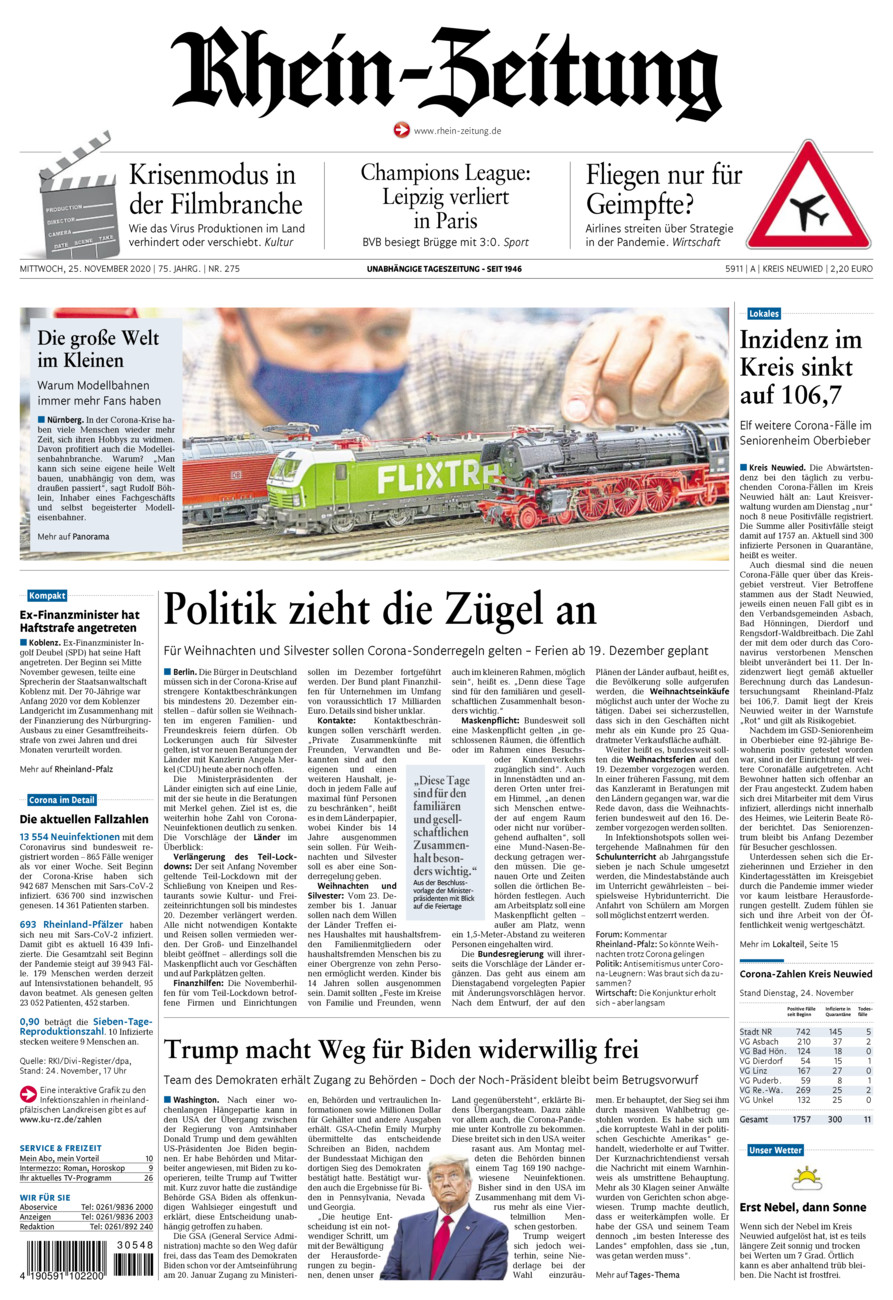 Rhein-Zeitung Kreis Neuwied vom Mittwoch, 25.11.2020