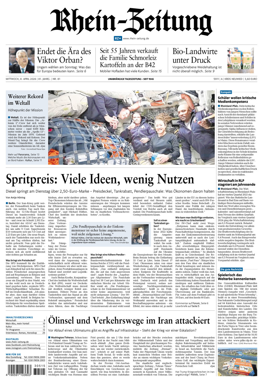 Rhein-Zeitung Kreis Neuwied vom Mittwoch, 08.04.2026