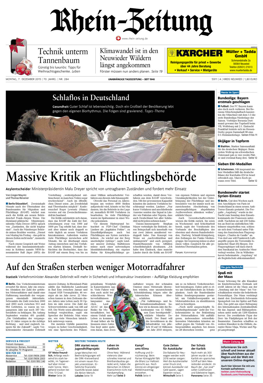 Rhein-Zeitung Kreis Neuwied vom Montag, 07.12.2015