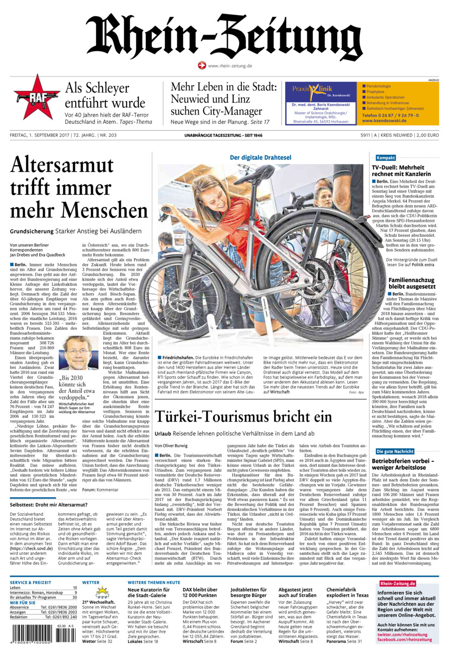 Rhein-Zeitung Kreis Neuwied vom Freitag, 01.09.2017