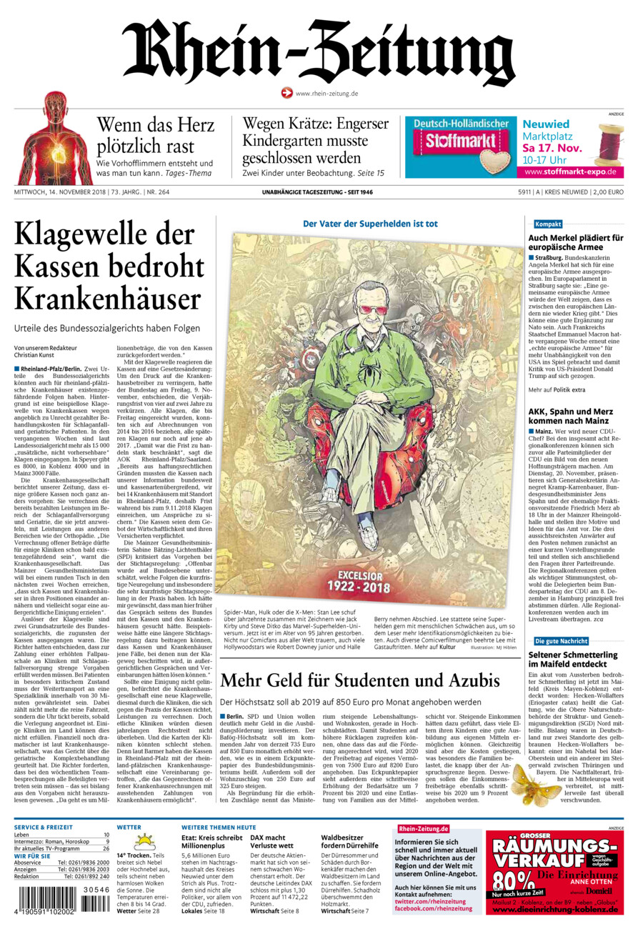 Rhein-Zeitung Kreis Neuwied vom Mittwoch, 14.11.2018