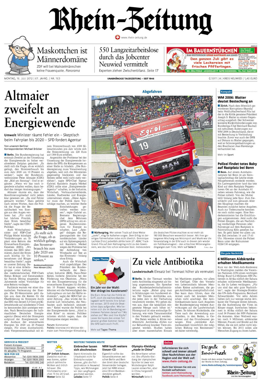 Rhein-Zeitung Kreis Neuwied vom Montag, 16.07.2012