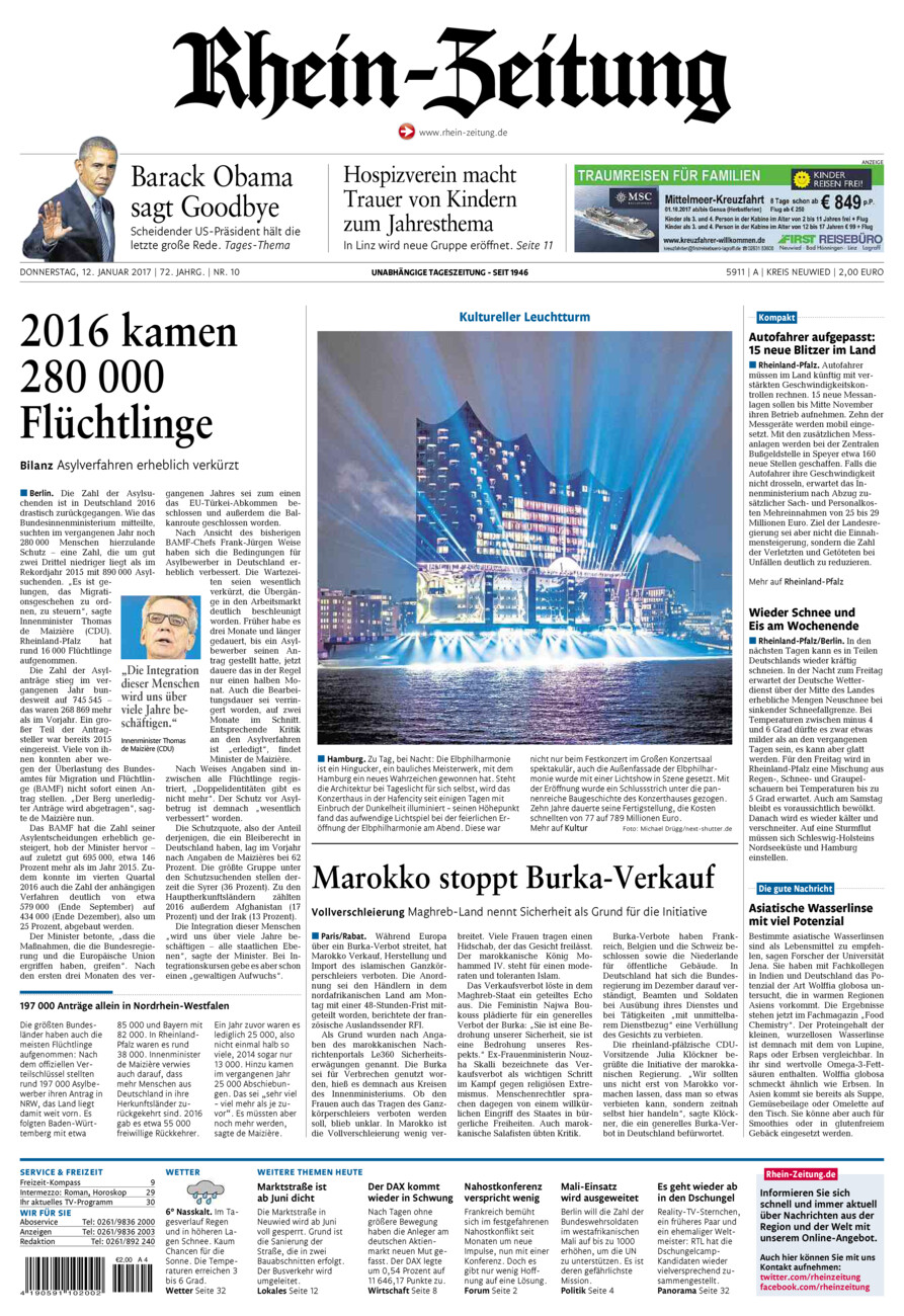 Rhein-Zeitung Kreis Neuwied vom Donnerstag, 12.01.2017