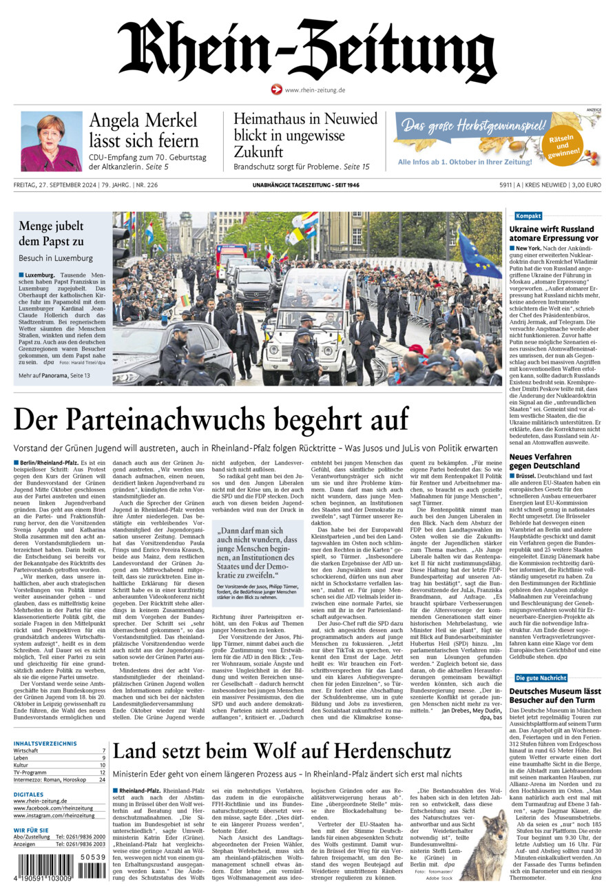 Rhein-Zeitung Kreis Neuwied vom Freitag, 27.09.2024