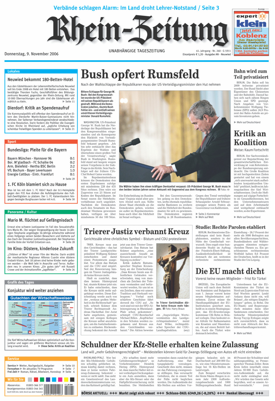 Rhein-Zeitung Kreis Neuwied vom Donnerstag, 09.11.2006