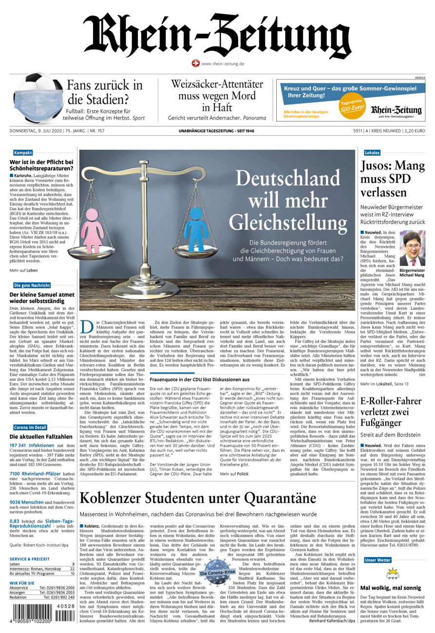 Rhein-Zeitung Kreis Neuwied vom Donnerstag, 09.07.2020