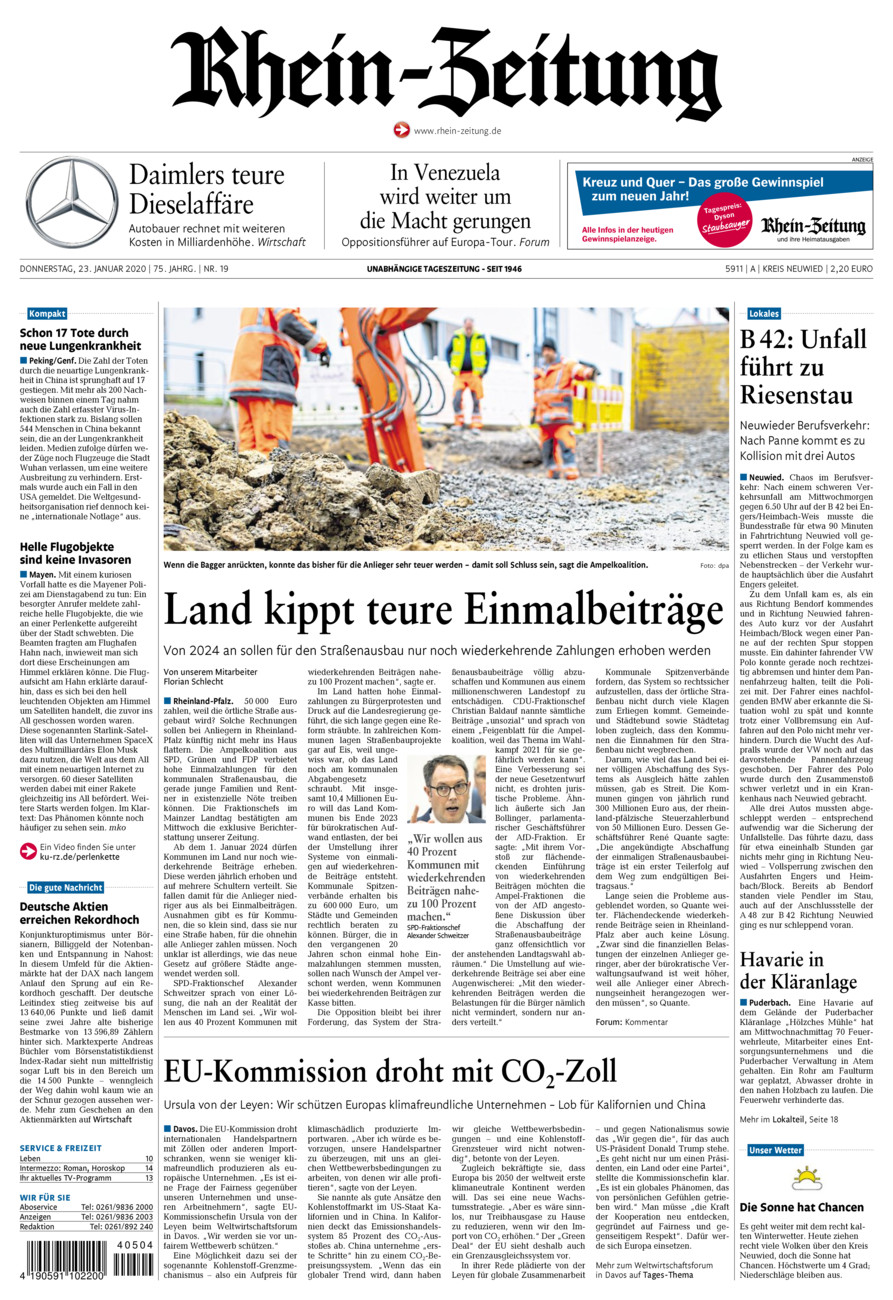 Rhein-Zeitung Kreis Neuwied vom Donnerstag, 23.01.2020