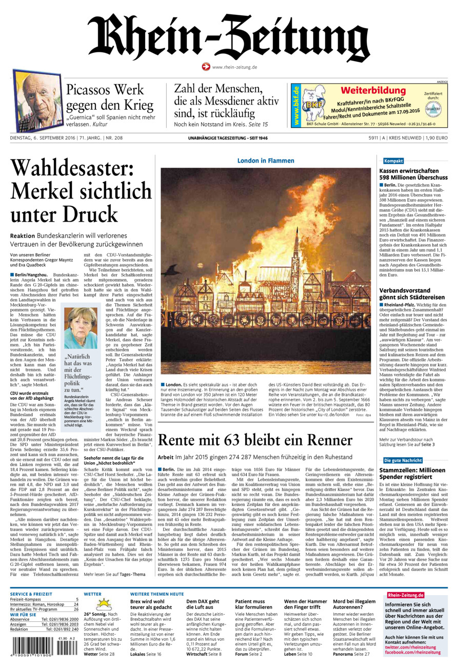 Rhein-Zeitung Kreis Neuwied vom Dienstag, 06.09.2016