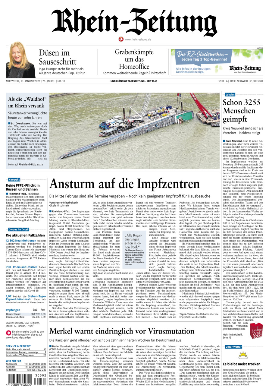 Rhein-Zeitung Kreis Neuwied vom Mittwoch, 13.01.2021