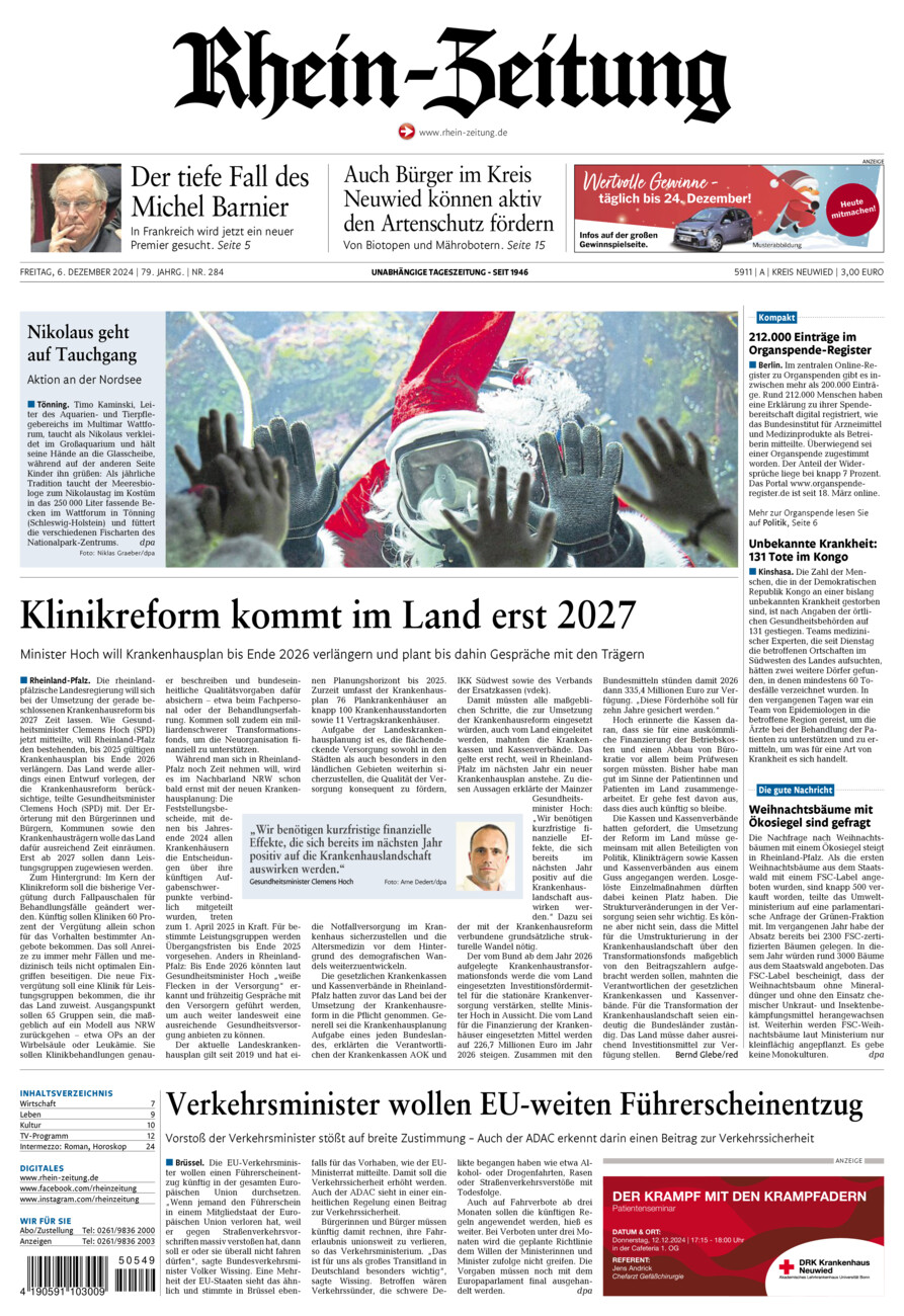 Rhein-Zeitung Kreis Neuwied vom Freitag, 06.12.2024