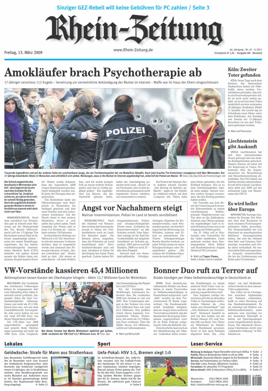 Rhein-Zeitung Kreis Neuwied vom Freitag, 13.03.2009