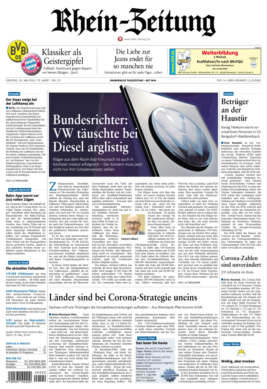 Rhein-Zeitung Kreis Neuwied vom Dienstag, 26.05.2020
