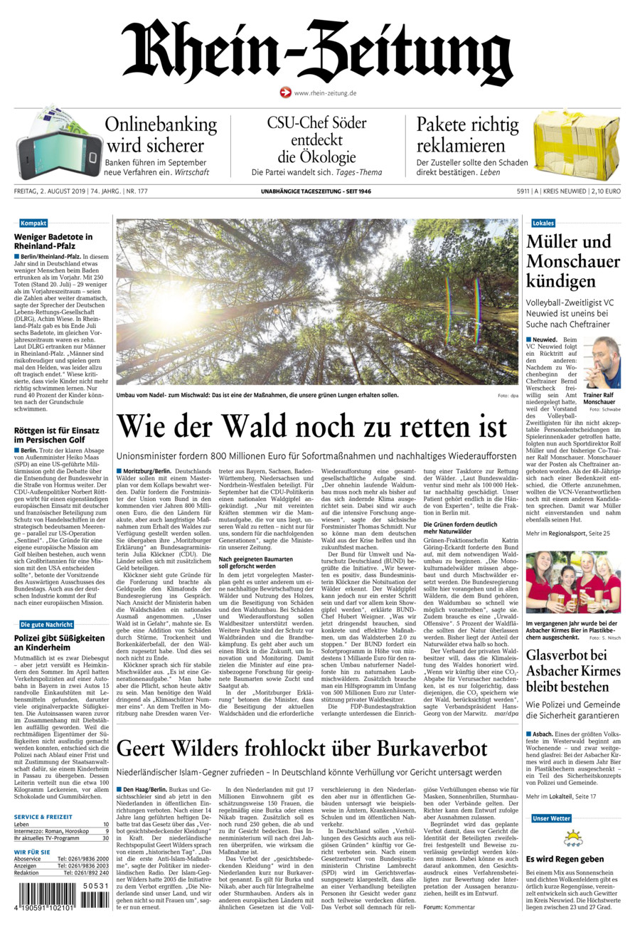 Rhein-Zeitung Kreis Neuwied vom Freitag, 02.08.2019