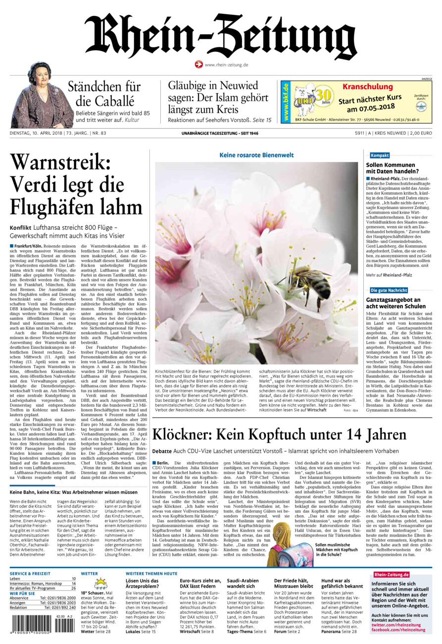 Rhein-Zeitung Kreis Neuwied vom Dienstag, 10.04.2018