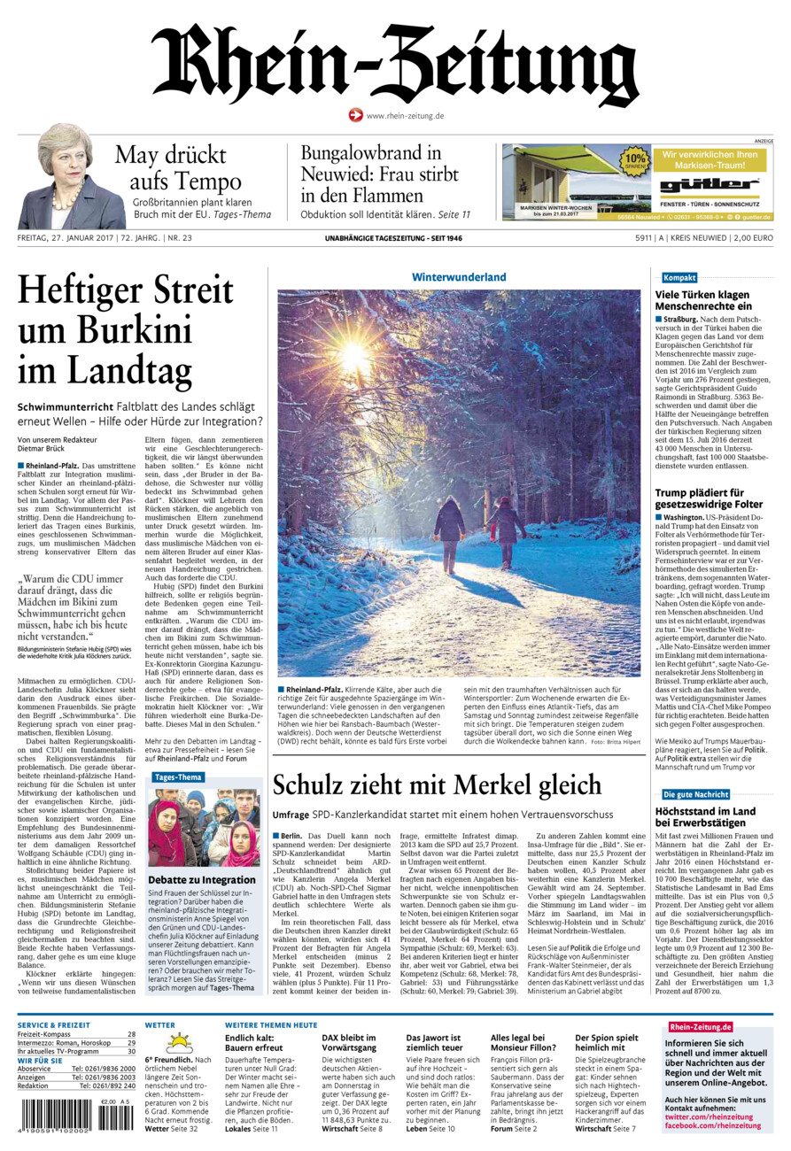 Rhein-Zeitung Kreis Neuwied vom Freitag, 27.01.2017
