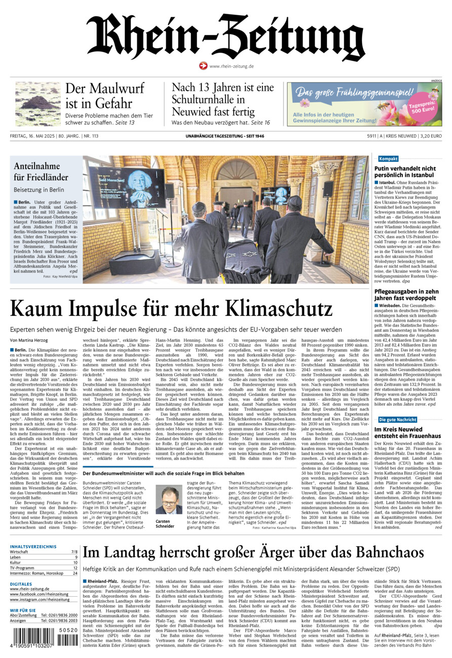 Rhein-Zeitung Kreis Neuwied vom Freitag, 16.05.2025