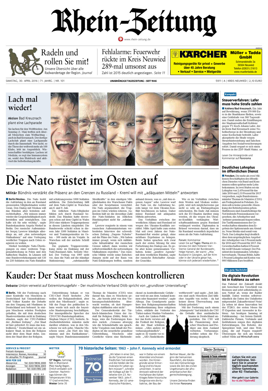 Rhein-Zeitung Kreis Neuwied vom Samstag, 30.04.2016