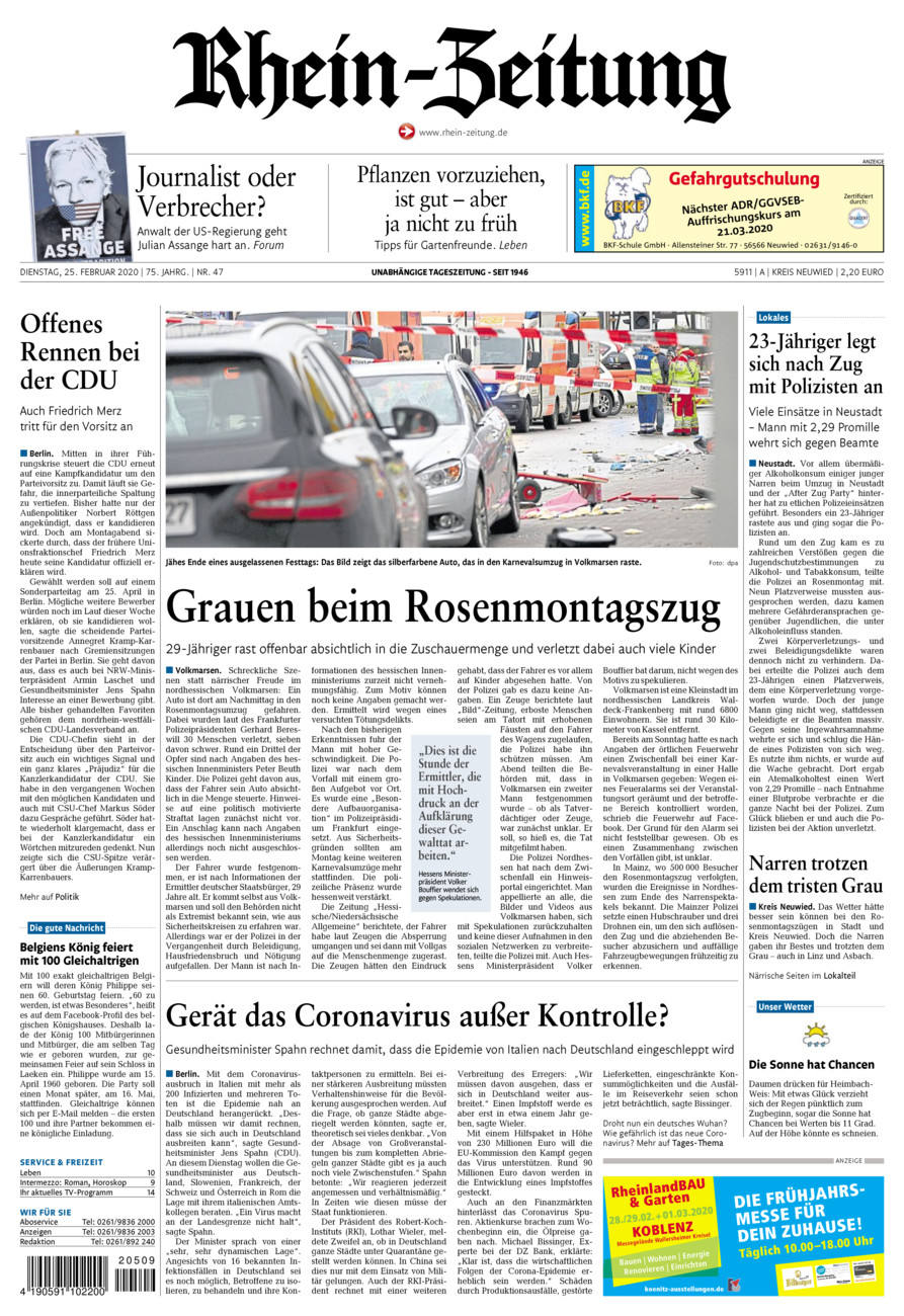 Rhein-Zeitung Kreis Neuwied vom Dienstag, 25.02.2020