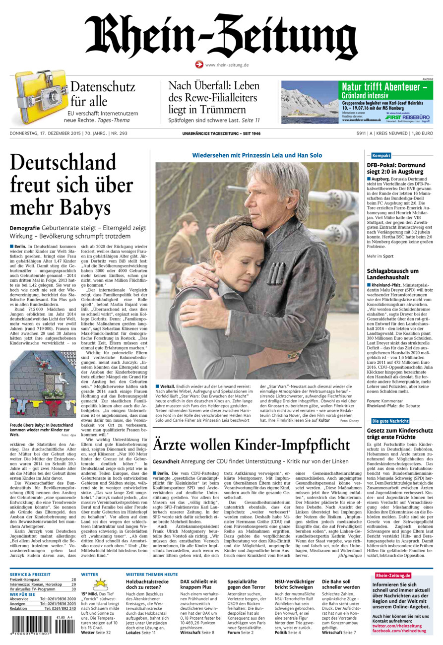 Rhein-Zeitung Kreis Neuwied vom Donnerstag, 17.12.2015