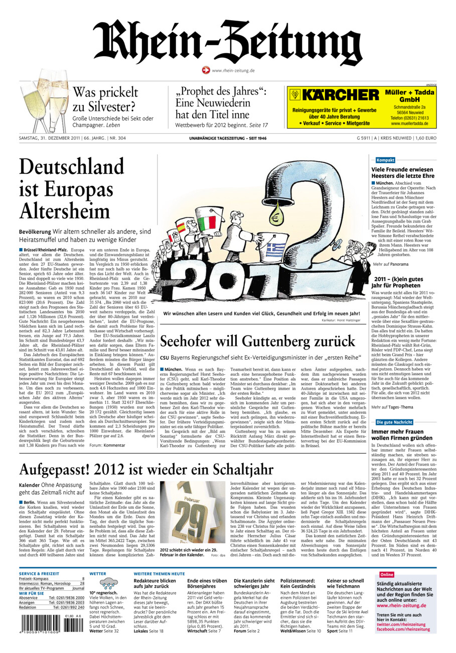 Rhein-Zeitung Kreis Neuwied vom Samstag, 31.12.2011