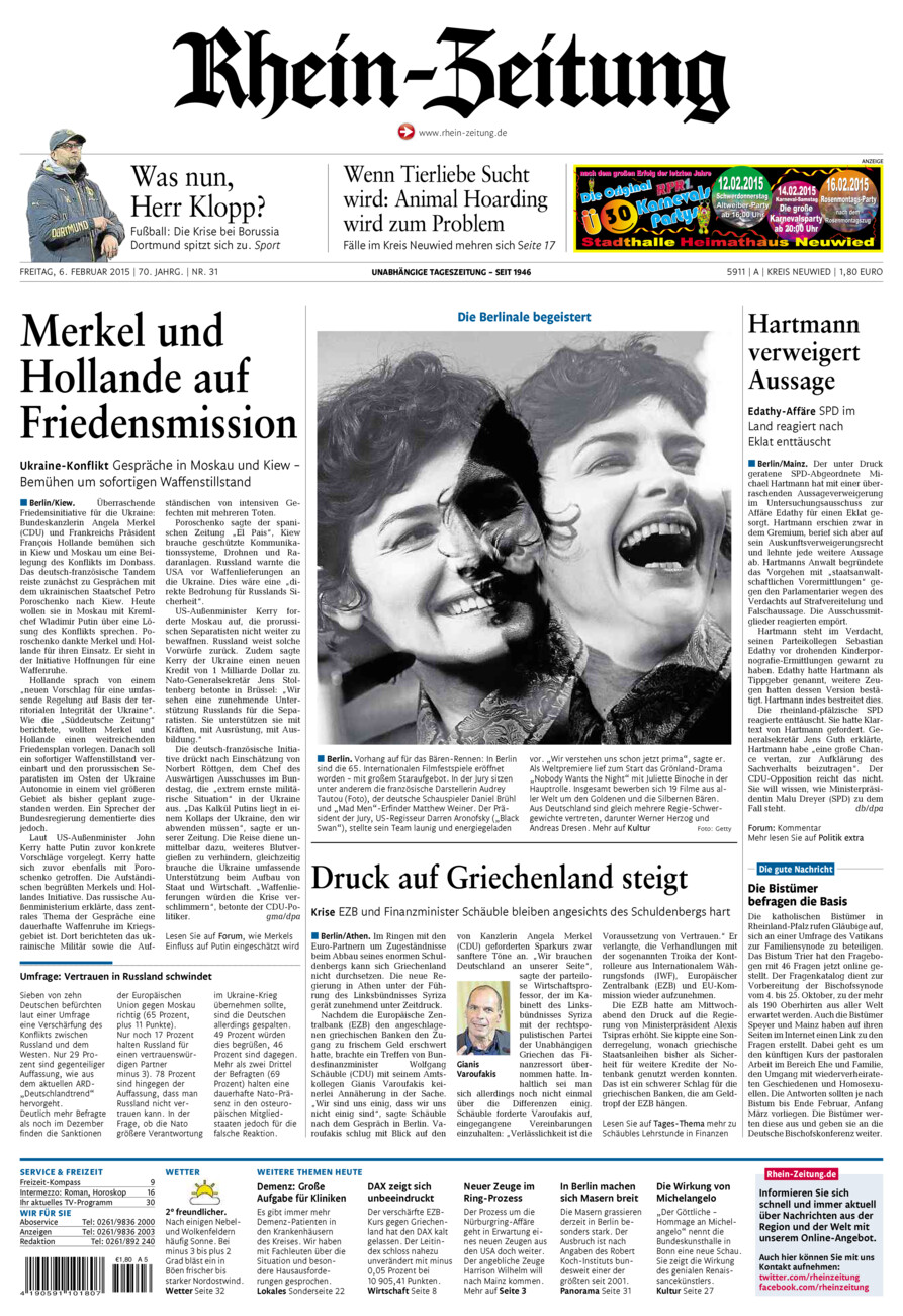 Rhein-Zeitung Kreis Neuwied vom Freitag, 06.02.2015