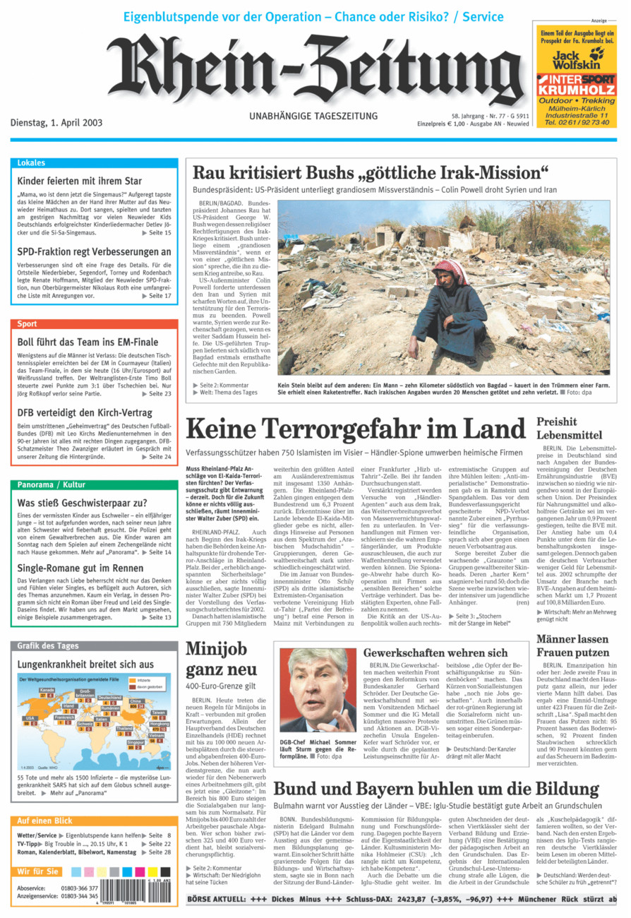 Rhein-Zeitung Kreis Neuwied vom Dienstag, 01.04.2003