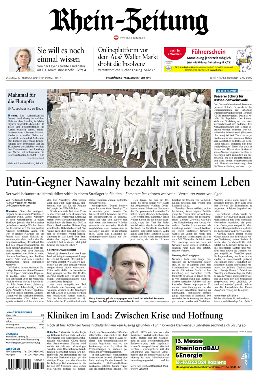 Rhein-Zeitung Kreis Neuwied vom Samstag, 17.02.2024