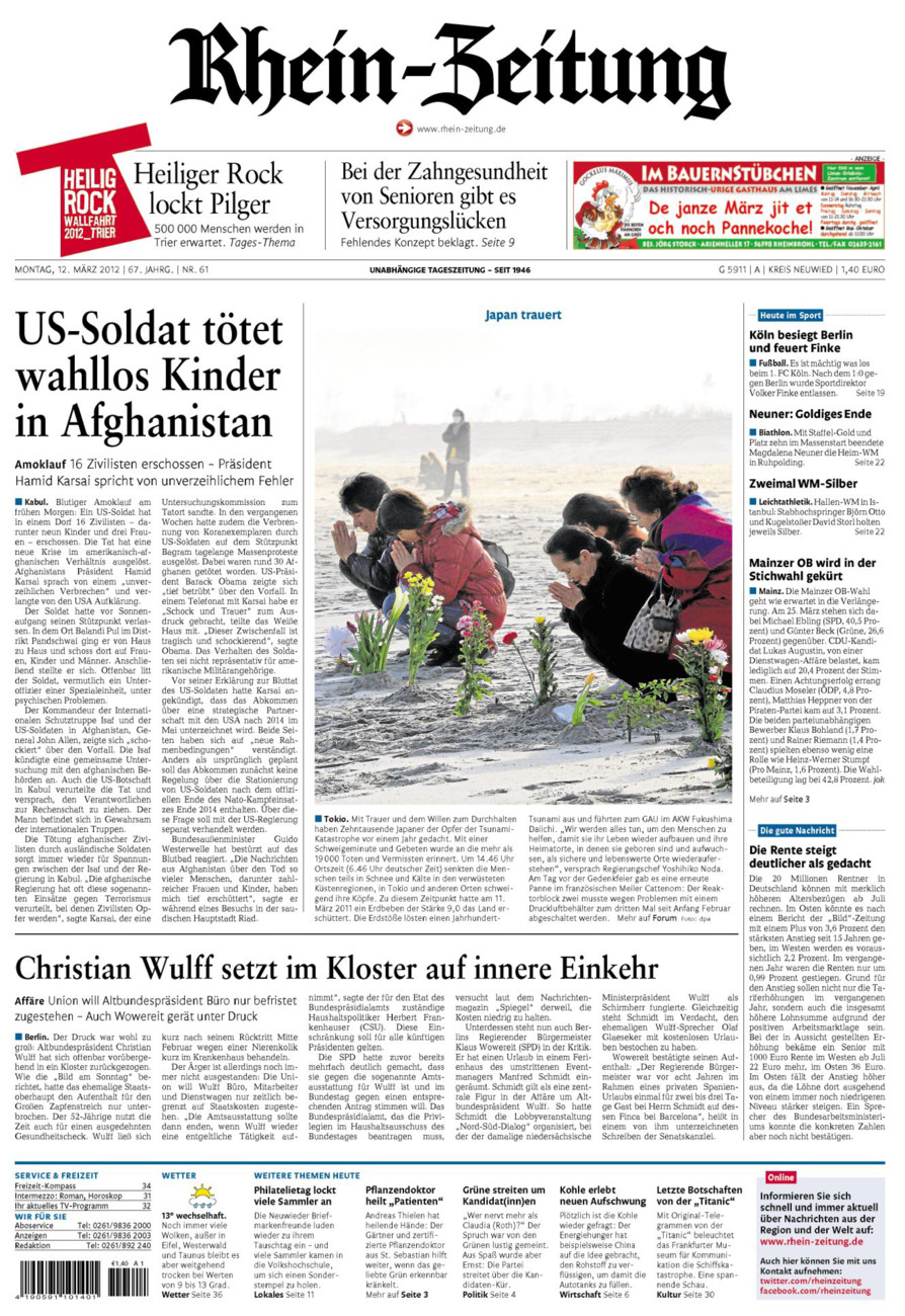 Rhein-Zeitung Kreis Neuwied vom Montag, 12.03.2012