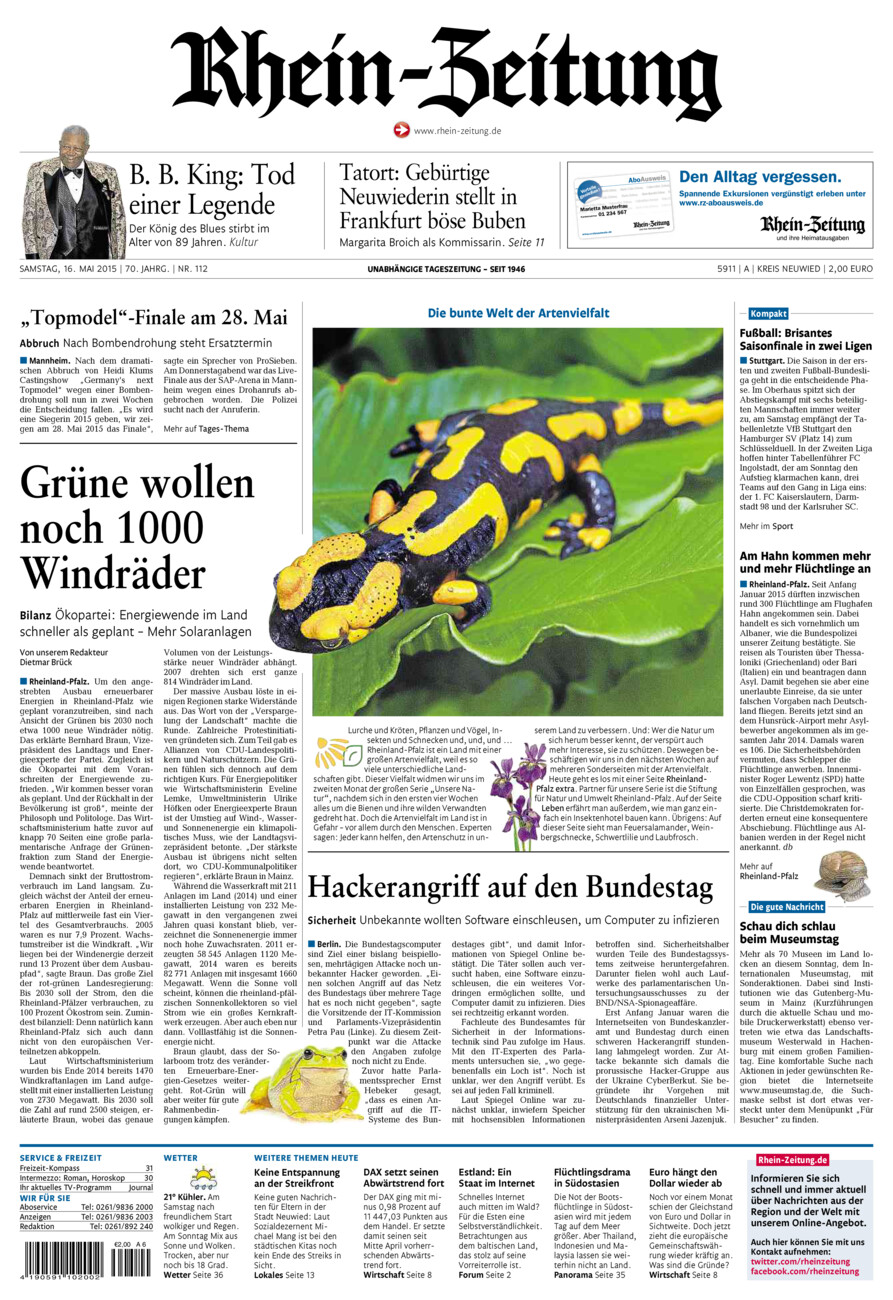Rhein-Zeitung Kreis Neuwied vom Samstag, 16.05.2015