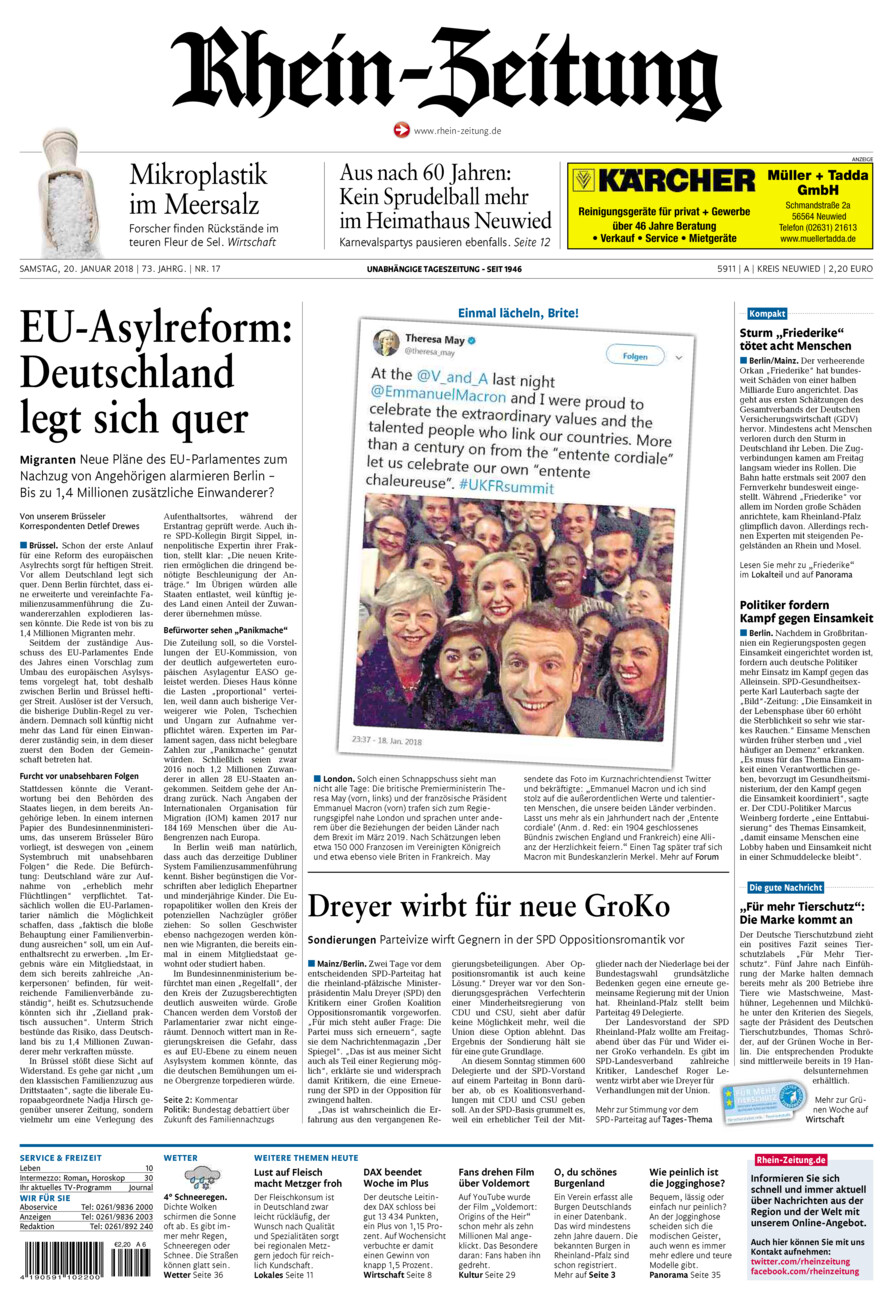 Rhein-Zeitung Kreis Neuwied vom Samstag, 20.01.2018