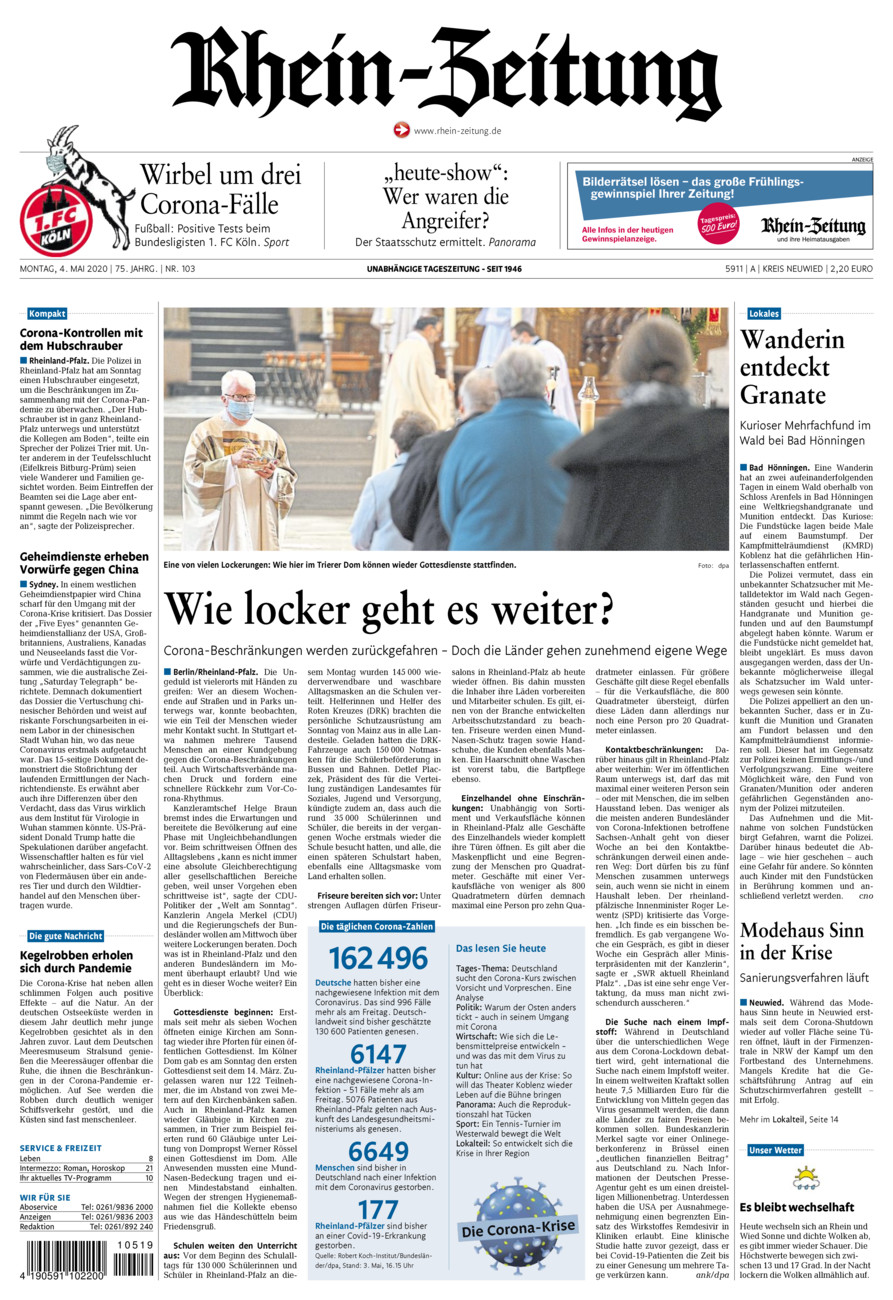 Rhein-Zeitung Kreis Neuwied vom Montag, 04.05.2020