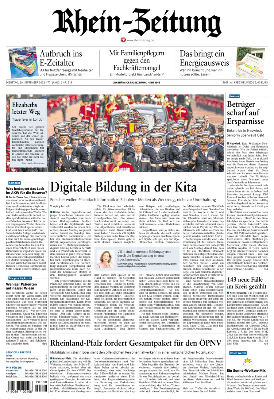 Rhein-Zeitung Kreis Neuwied vom Dienstag, 20.09.2022