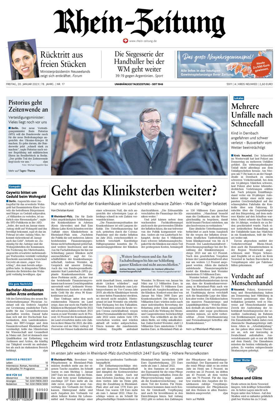 Rhein-Zeitung Kreis Neuwied vom Freitag, 20.01.2023