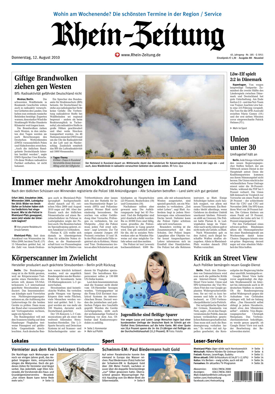 Rhein-Zeitung Kreis Neuwied vom Donnerstag, 12.08.2010