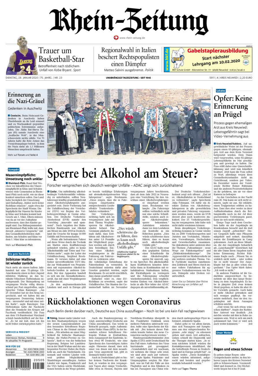 Rhein-Zeitung Kreis Neuwied vom Dienstag, 28.01.2020