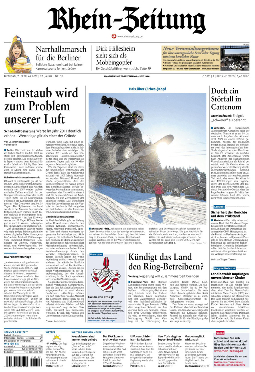 Rhein-Zeitung Kreis Neuwied vom Dienstag, 07.02.2012