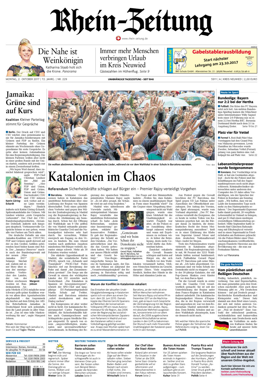 Rhein-Zeitung Kreis Neuwied vom Montag, 02.10.2017