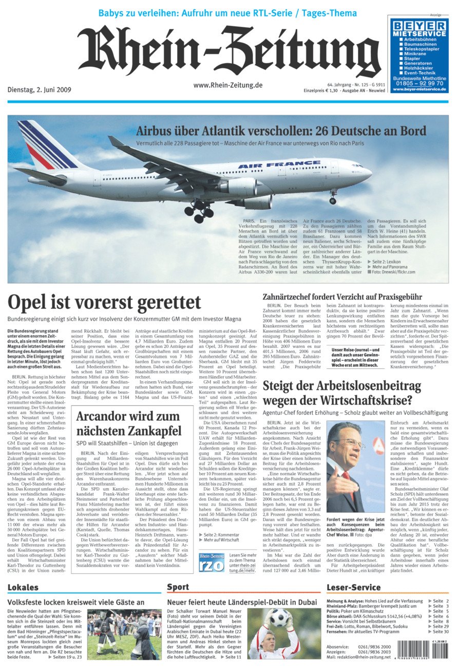 Rhein-Zeitung Kreis Neuwied vom Dienstag, 02.06.2009