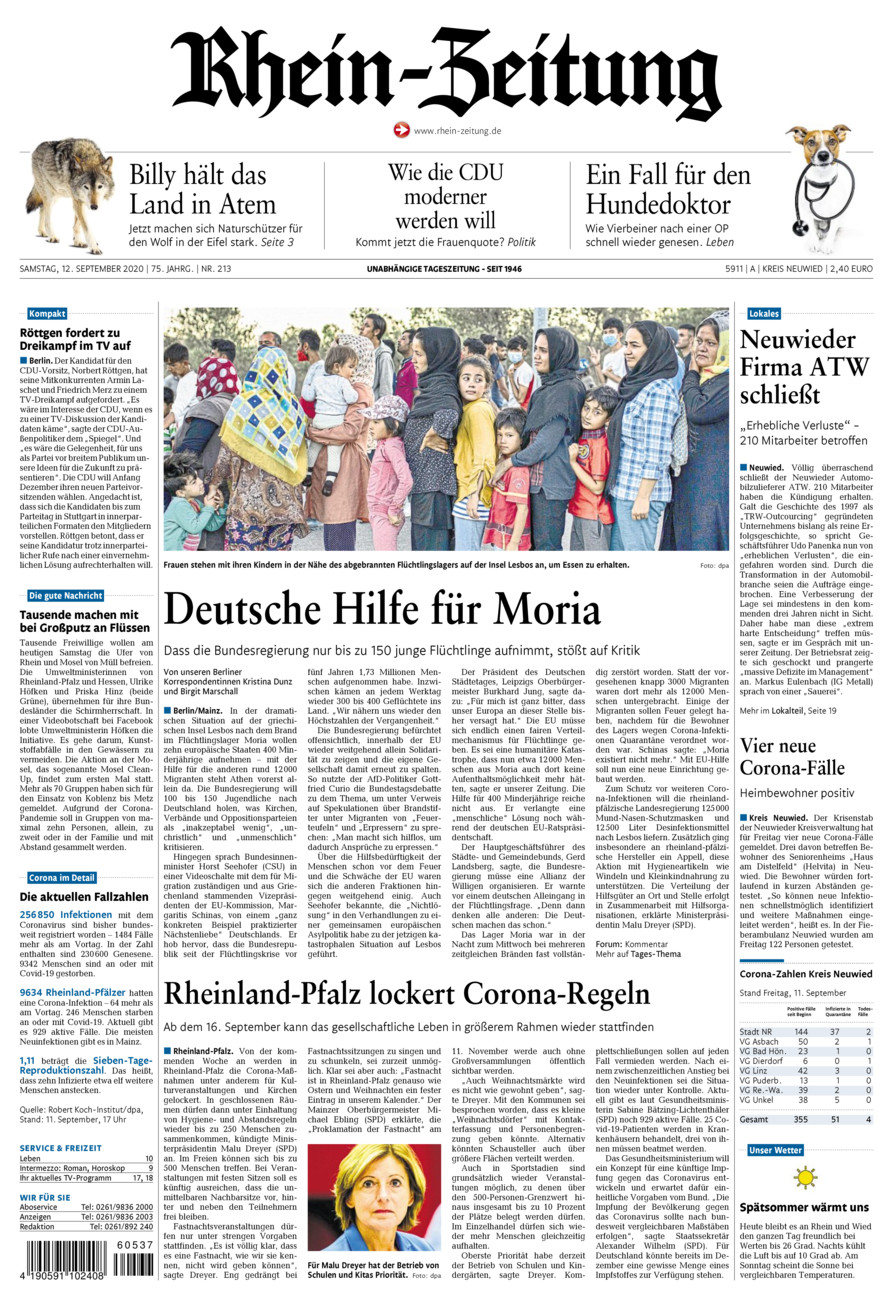 Rhein-Zeitung Kreis Neuwied vom Samstag, 12.09.2020