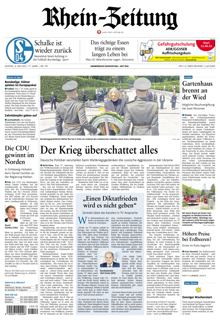 Rhein-Zeitung Kreis Neuwied vom Montag, 09.05.2022