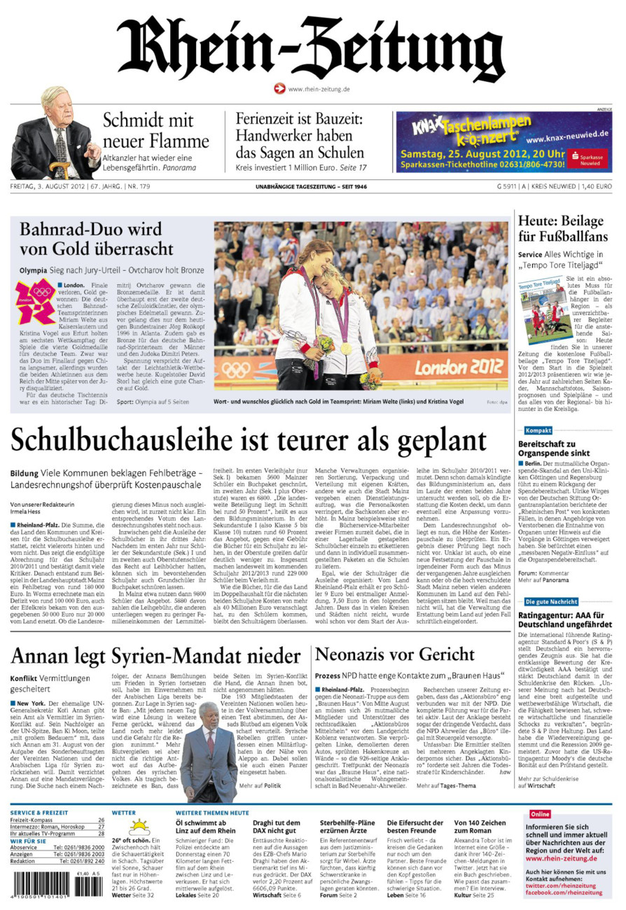 Rhein-Zeitung Kreis Neuwied vom Freitag, 03.08.2012