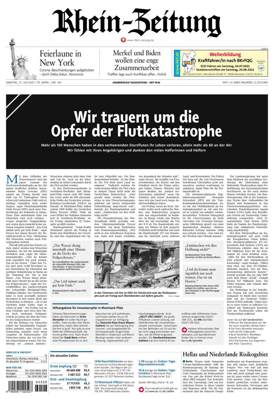 Rhein-Zeitung Kreis Neuwied vom Samstag, 17.07.2021