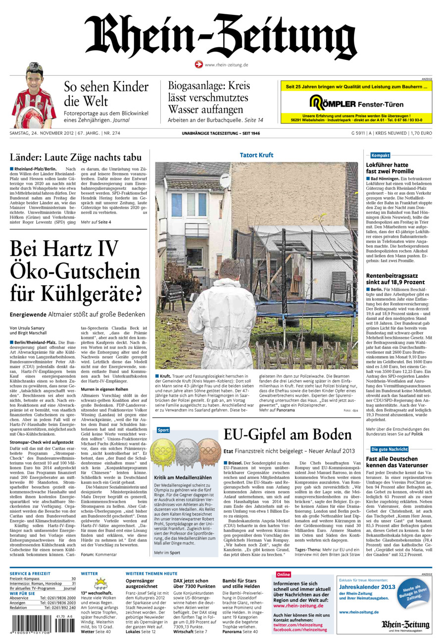 Rhein-Zeitung Kreis Neuwied vom Samstag, 24.11.2012